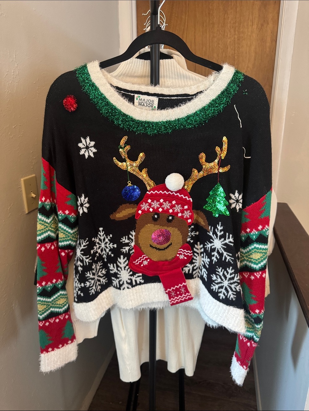 Women’s Black Christmas Reindeer Sweater